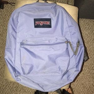 Denim blue jansport backpack